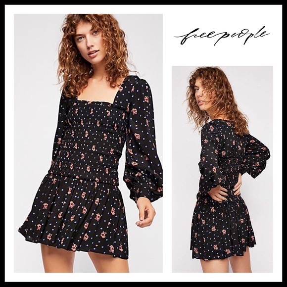 FREE PEOPLE BOHO FLOWY LONG SLEEVES MINI DRESS A2C - Picture 7 of 16